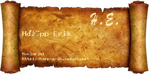 Hápp Erik névjegykártya